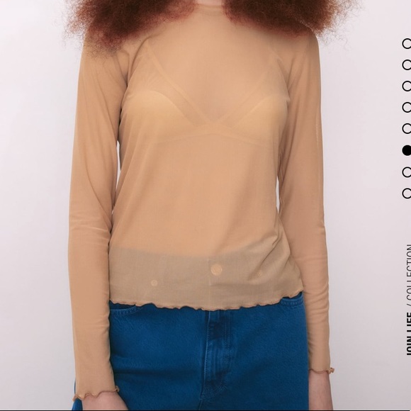 Zara semi sheer nude top - Picture 4 of 9